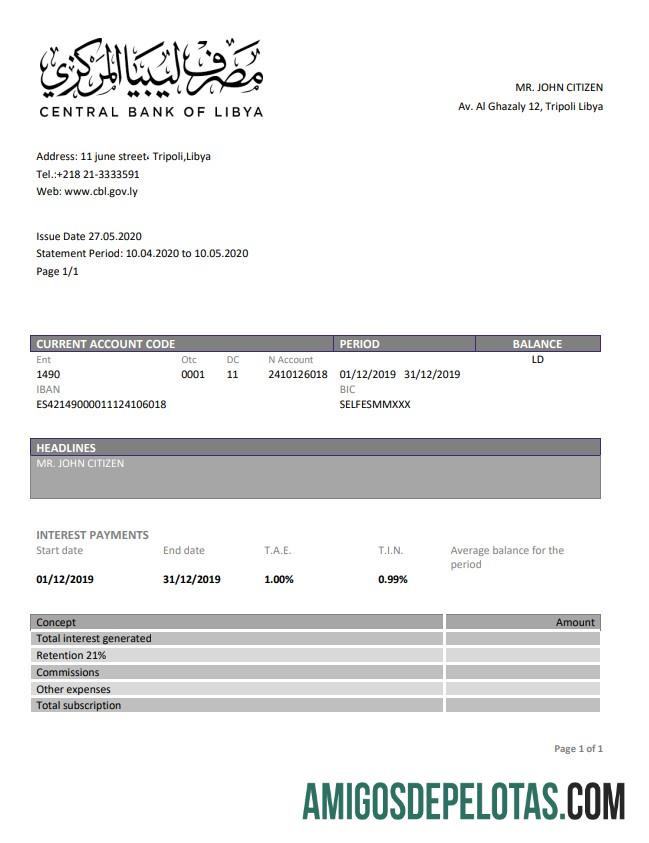 Libya Central Bank Of Libya amostra